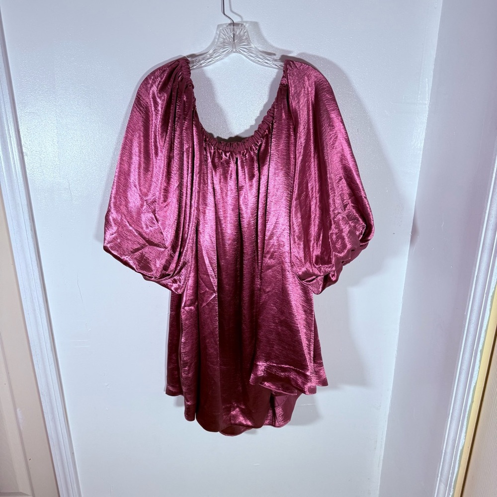 Anthropologie Satin Off-Shoulder Mini Dress in Dusty Rose - Picture 3 of 7